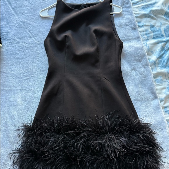 Zara - Stretchy Feather Dress - Black Mini Dress with Feathered Hem - LimitedEd - Picture 13 of 13